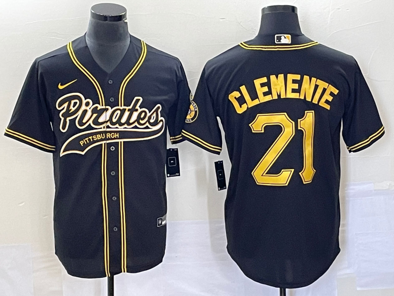 Men's Pittsburgh Pirates #21 Roberto Clemente Black Cool Base Stitched Baseball Jersey Men's Pittsburgh Pirates #21 Roberto Clemente Black Cool Base Stitched Baseball Jersey